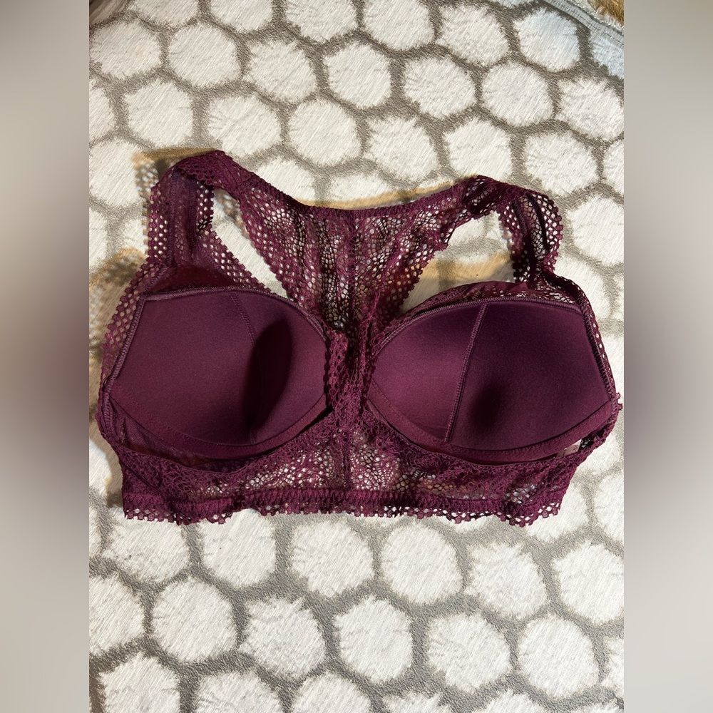 Victoria Secret Lace Bralette in Merlot, Medium, racerback bralette, lovely - Picture 3 of 5